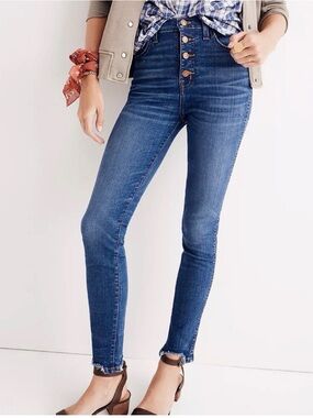 Madewell High-Rise Button-Fly Blue Skinny Jeans - Women's